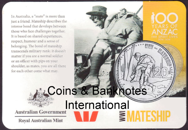 2015 Australia 20 Cents (ANZACS Remembered-Mateship)